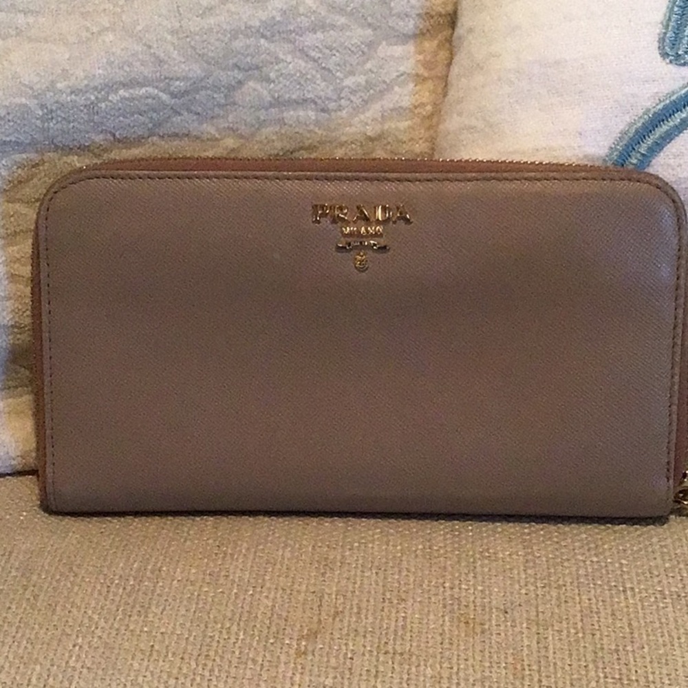 Prada zip around long wallet